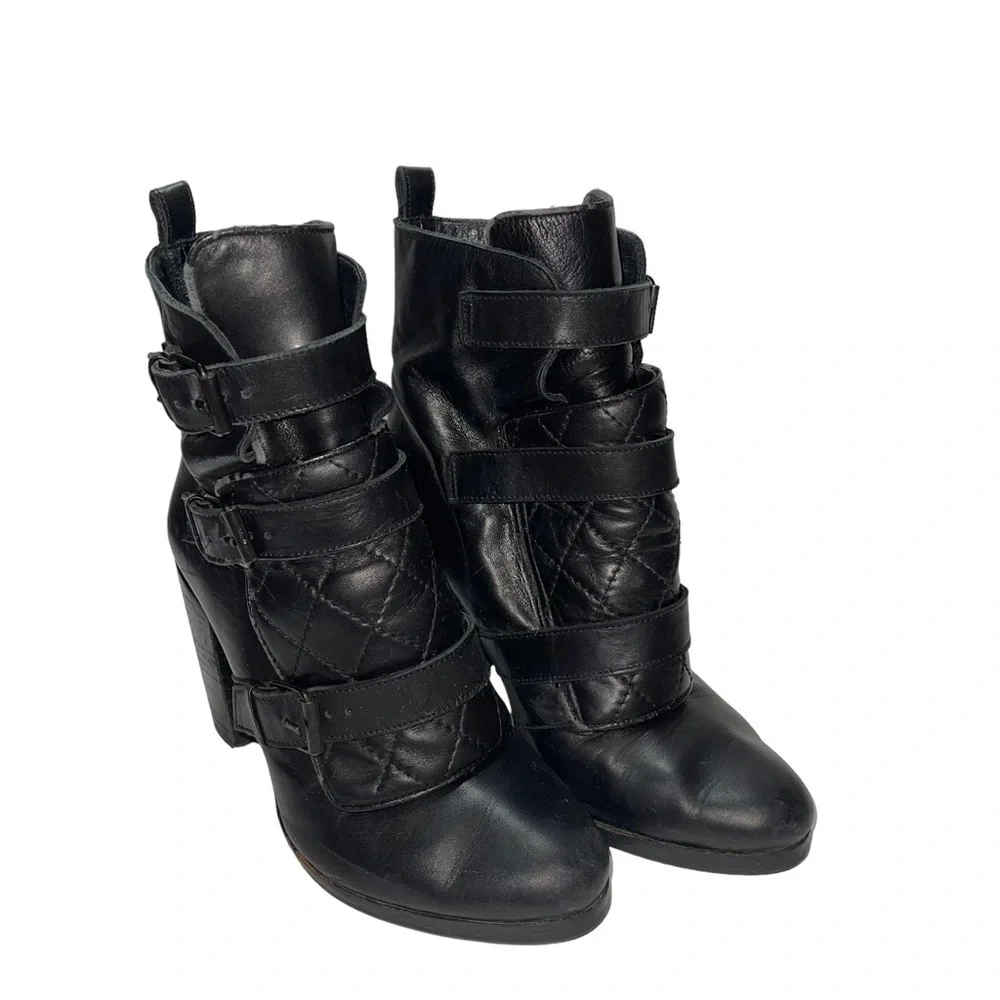 All Saints Buckle Up Leather Boots Size 7.5/ EU 38